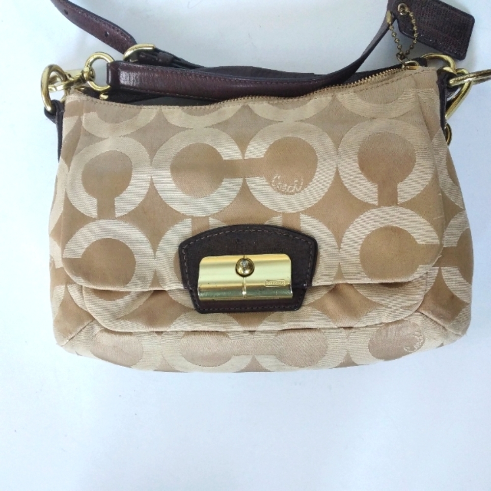 Coach Optic Signature bag, Juaquard body with lizard style leather